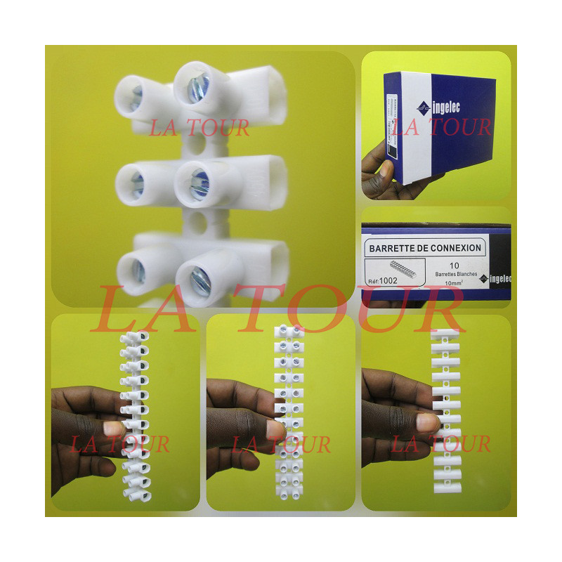 barette de 12 dominos raccordement électrique 4mm² BLANC PACK X1,X2,X3,X4,X5 X10 