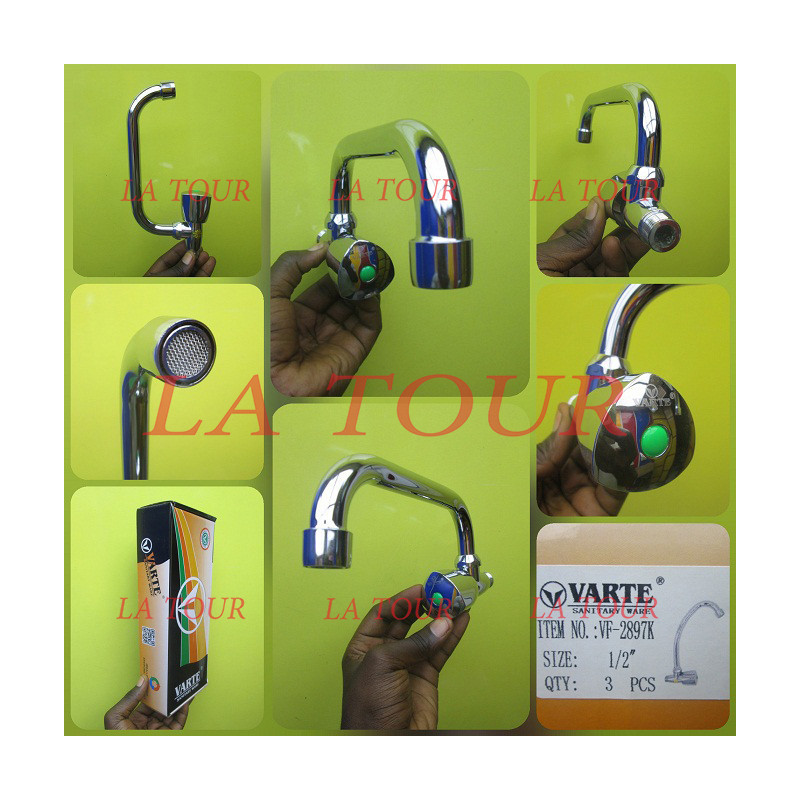 ROBINET EVIER MURAL 1/4 DE TOUR CHROME