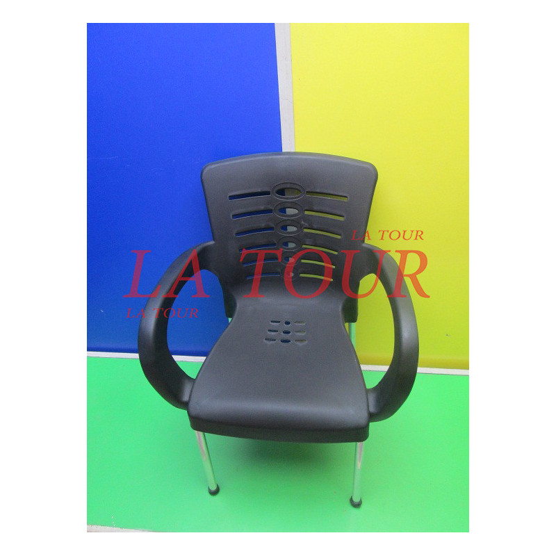 CHAISE PLASTIQUE PIED ALUMINIUM AKI NOIR
