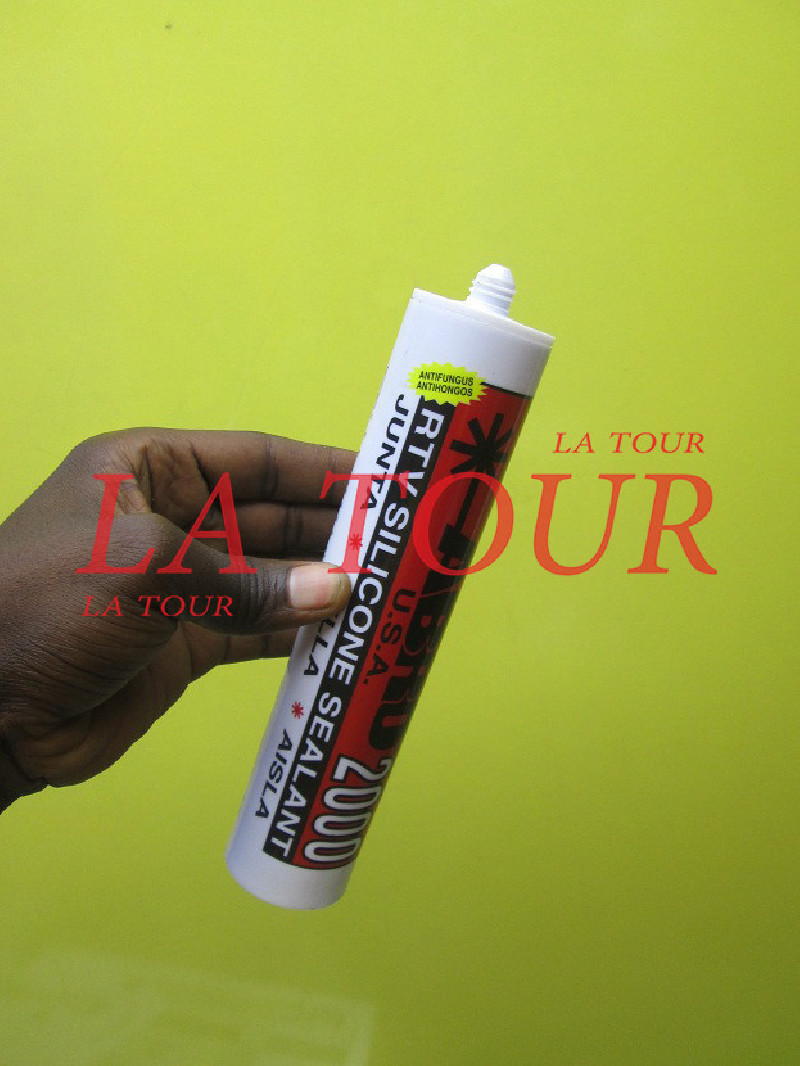 SILICONE MASTIC EN TUBE 310ML AVEC ACIDE ABRO 2000 NOIR