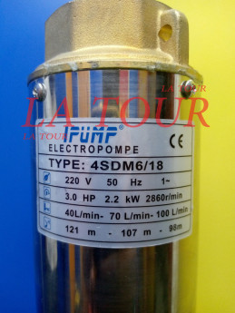 POMPE IMMERGEE ELECTRIQUE (3,00CV) 220V .(4SDM6/18) IPUMP INOX