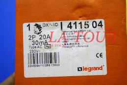 DISJONCTEUR BIPOLAIRE 20A DIFFERENTIEL 30MA (411504) LEGRAND GRIS