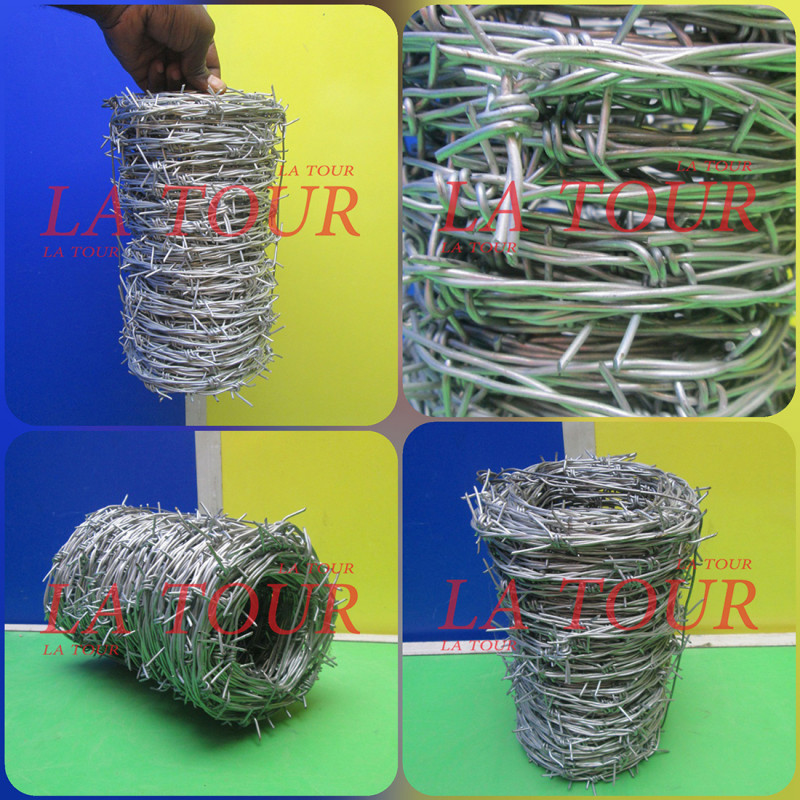 Fil de fer barbelé 1,6 mm x 8 m, clôture en fil de fer barbelé à 4 points,  rouleau de