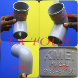 COUDE PVC 1/4 Ø 63 KMEI GRIS