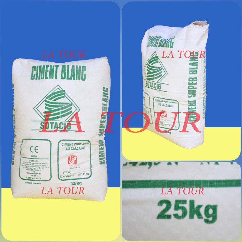 CIMENT 25KG SOTACIB TUNISIE SUPER BLANC