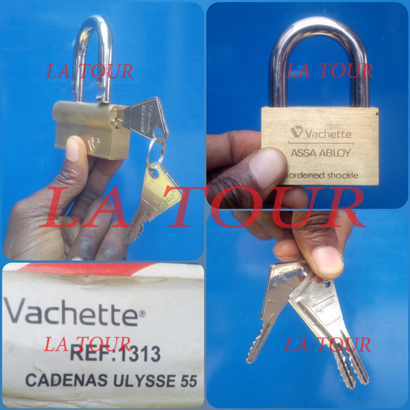 Vachette Aube 1313-45/SC Lucchetto In Ottone Massiccio: 3 Chiavi, Manico In Acciaio Temprato, Resistente Alla Corrosione
