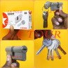 CYLINDRE INCOPIABLE A 5 CLES 70MM REF.(V8) CLE D'OR LAITON
