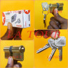 CYLINDRE ORDINAIRE A 3 CLES 60MM REF.(V6) CLE D'OR LAITON MAT