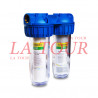 FILTRE A EAU DOUBLE CARTOUCHE SORTIE Ø 32 10" GEDEYA BLEU/TRANSPARENT