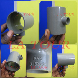 TE REDUCTEUR PVC Ø 63/20 GRIS